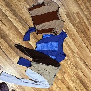 3 shirt bundle,brown,blue,brown
